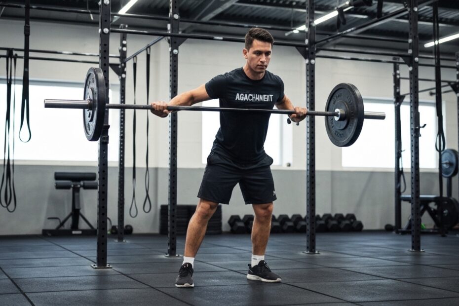 Atleta praticando musculação com técnica correta para evitar lesões.