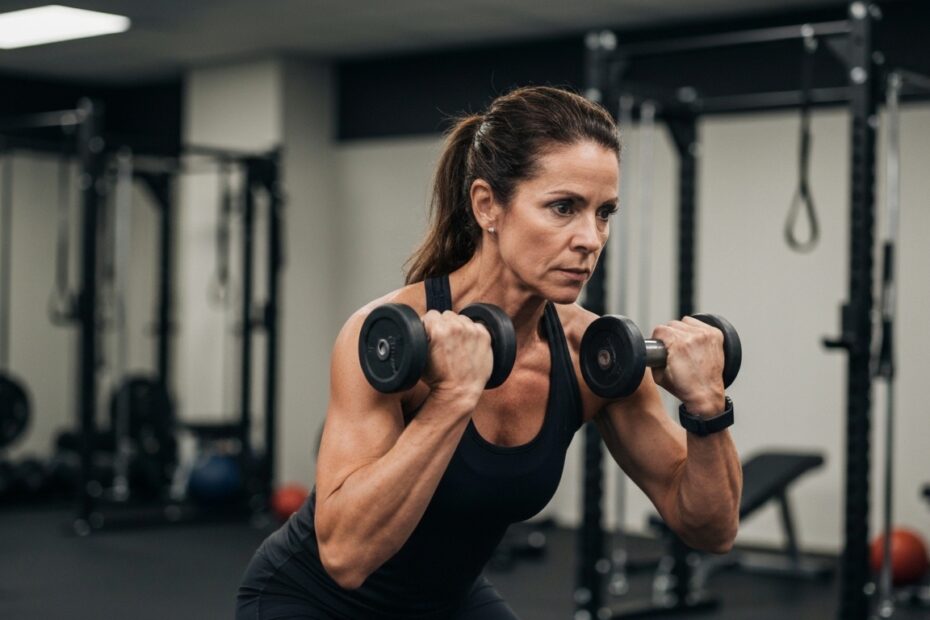 Mulher adaptando treino após os 40 anos na academia
